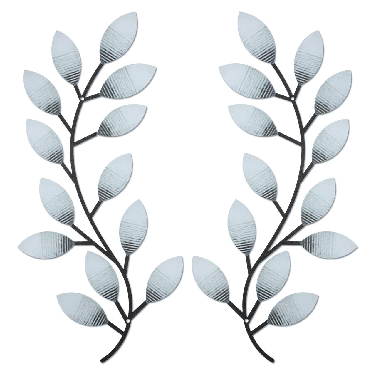 2 Pieces Metal Tree Leaf Wall Decor Vine Olive Branch Leaf Wall Art Living Room, Hallway Wall Decor Outdoor Decoration(Retro White)